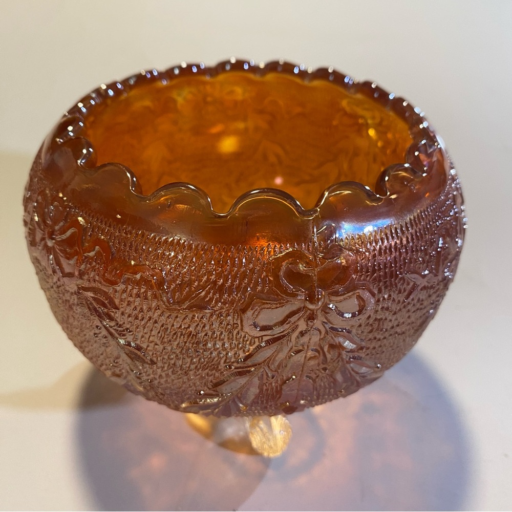 Fenton Marigold Carnival Glass Footed Candy Bowl vintage piece, GUC no flaws